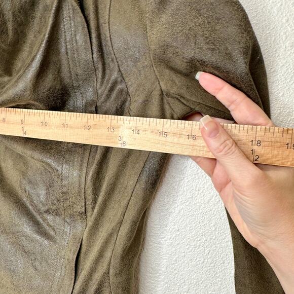 Zara Olive Green & Black Suede Long Sleeve Side Zip Cowel Neck Jacket XS - Picture 12 of 13